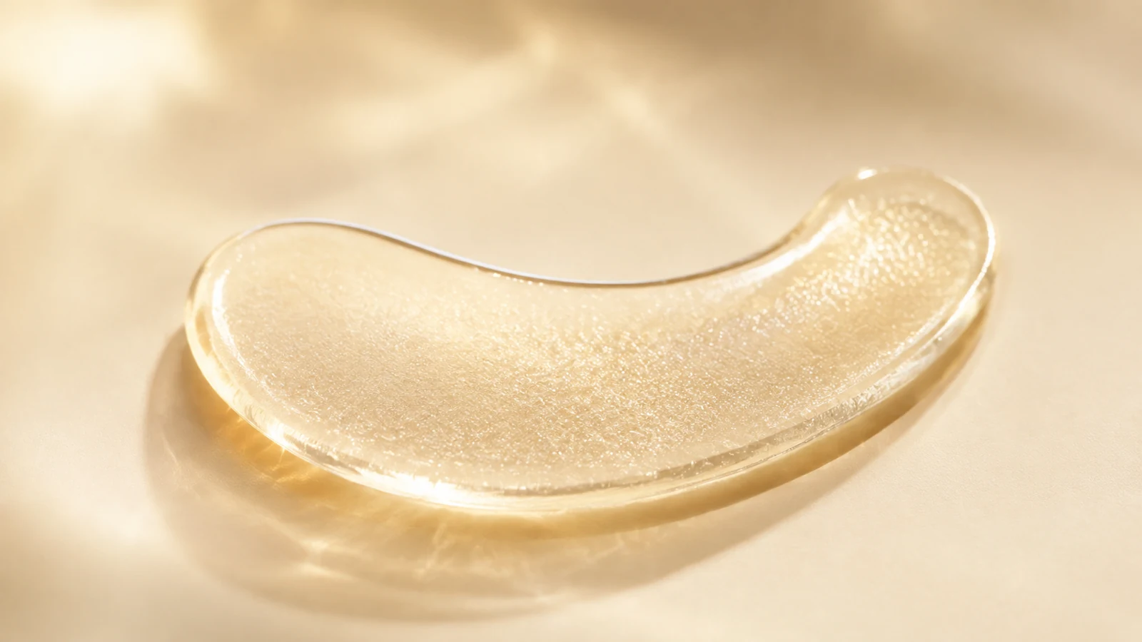 A translucent crescent patch held in soft daylight